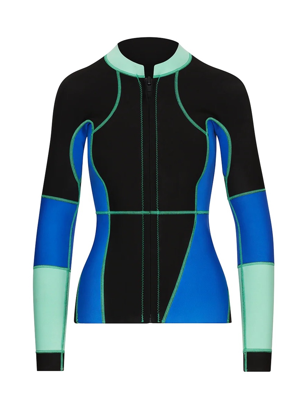 Ansea 2mm Yulex Black, Royal Blue & Mint Neoprene Zip-Front Wetsuit Jacket
